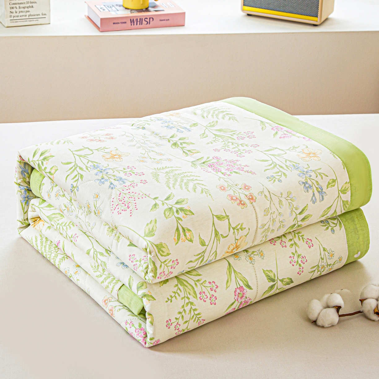 91家纺网 家纺一手货源 找家纺 美之润2026新款A类全棉印花夏被空调被夏凉被 花田妙语