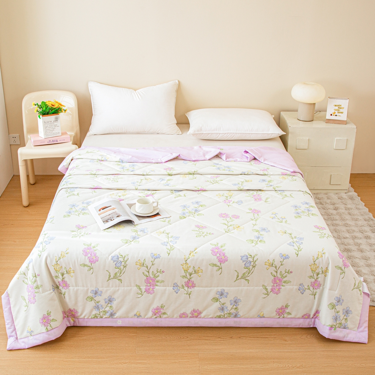 91家纺网 家纺一手货源 找家纺 美之润2026新款A类全棉印花夏被空调被夏凉被 花艺悠然