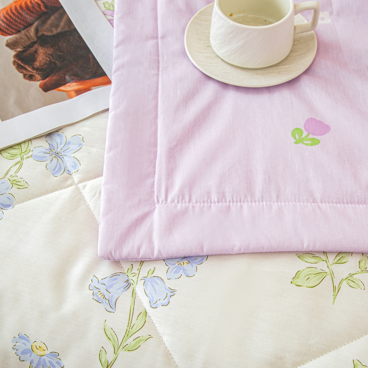 91家纺网 家纺一手货源 找家纺 美之润2026新款A类全棉印花夏被空调被夏凉被 花艺悠然