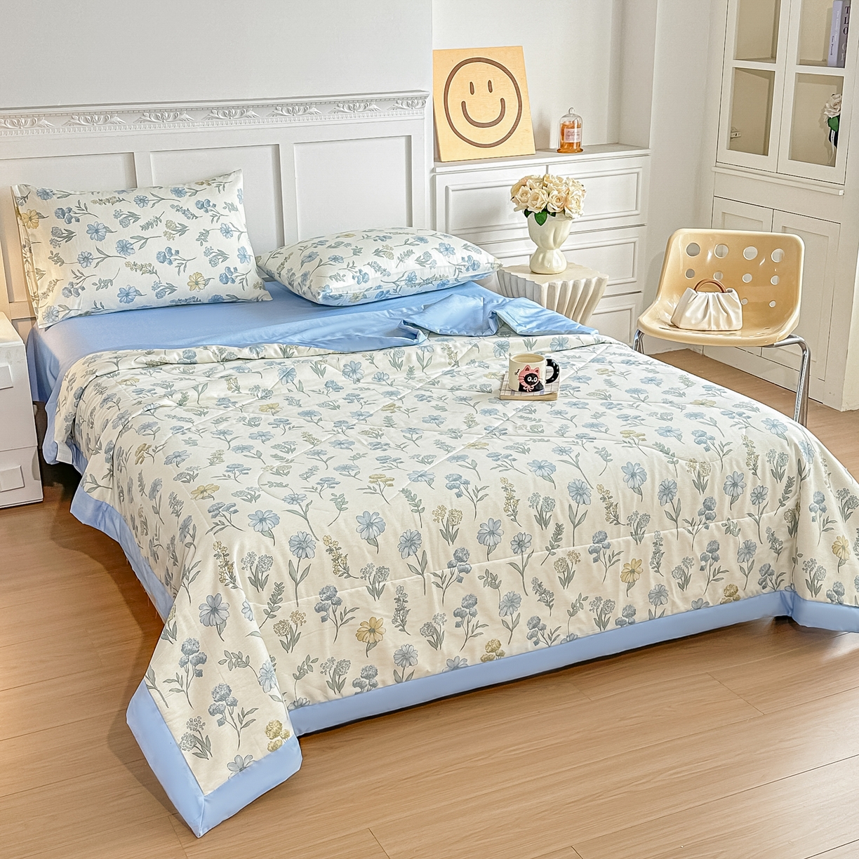 91家纺网 家纺一手货源 找家纺 首选家纺 2026春夏新款100%全棉纯棉棉花夏被夏凉被空调被 青花