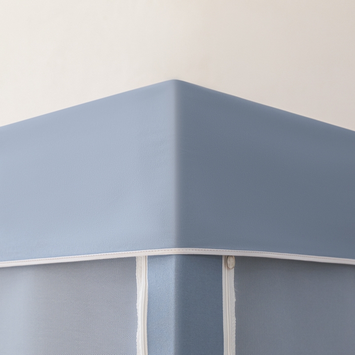 91家纺网 家纺一手货源 找家纺 壹和 2026新款强遮光纳米技术静电植绒环保透气床帘加密纱学生蚊帐 月亮猫