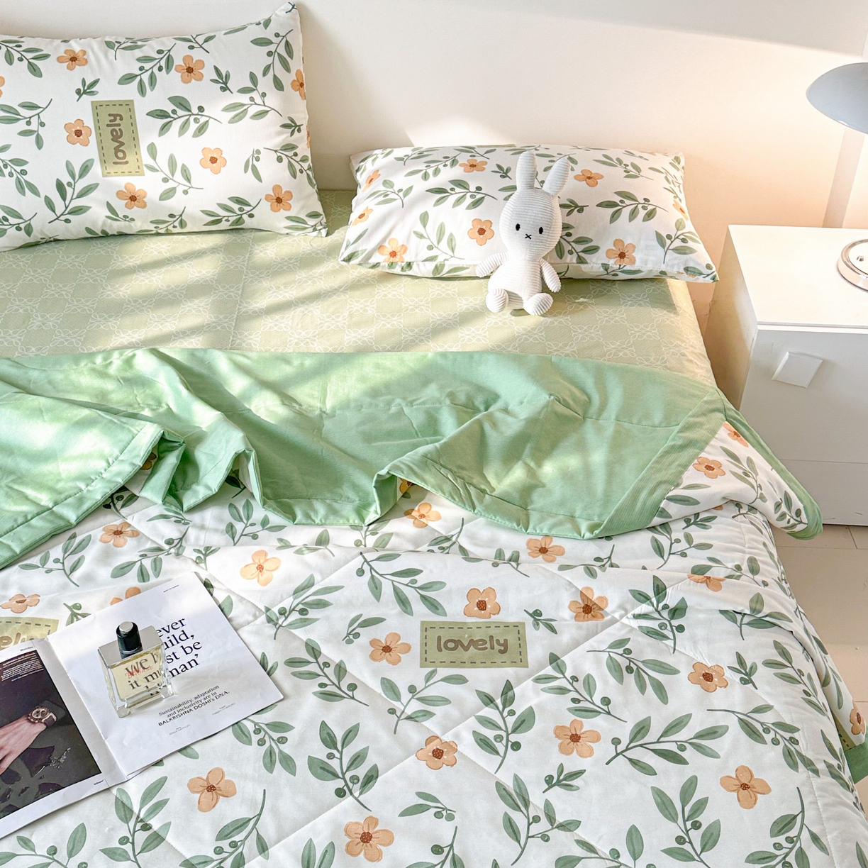 91家纺网 家纺一手货源 找家纺 首选家纺 2026春夏新款100%全棉纯棉棉花夏被夏凉被空调被 青柠薄荷