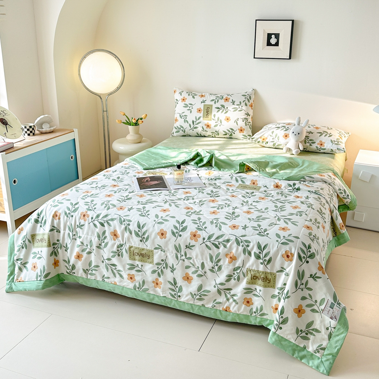 91家纺网 家纺一手货源 找家纺 首选家纺 2026春夏新款100%全棉纯棉棉花夏被夏凉被空调被 青柠薄荷