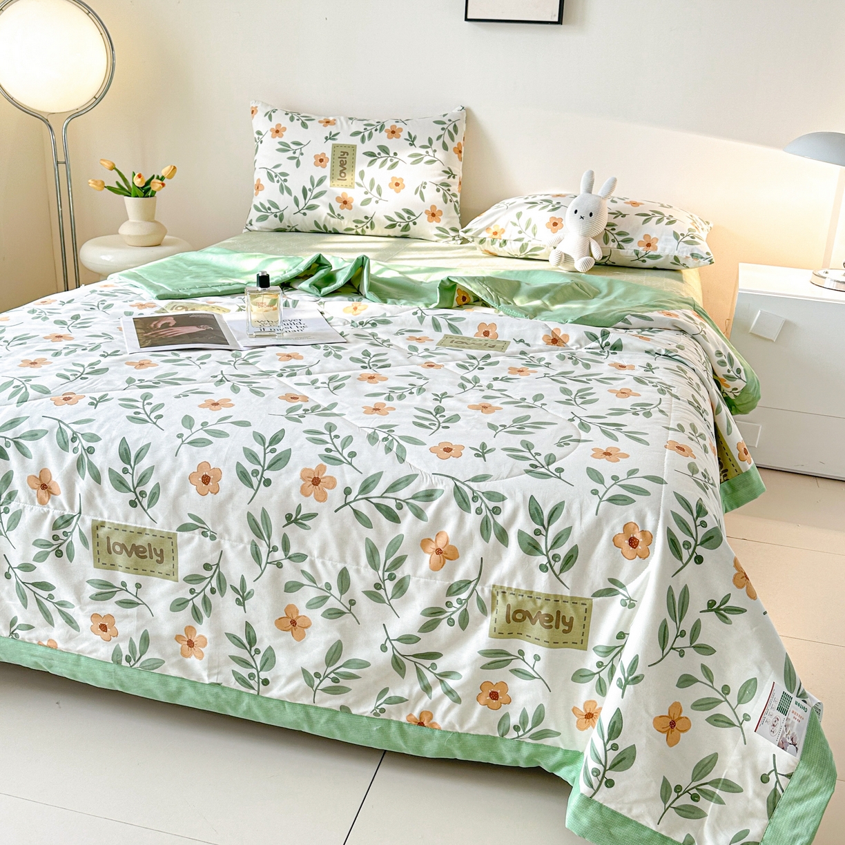 91家纺网 家纺一手货源 找家纺 首选家纺 2026春夏新款100%全棉纯棉棉花夏被夏凉被空调被 青柠薄荷