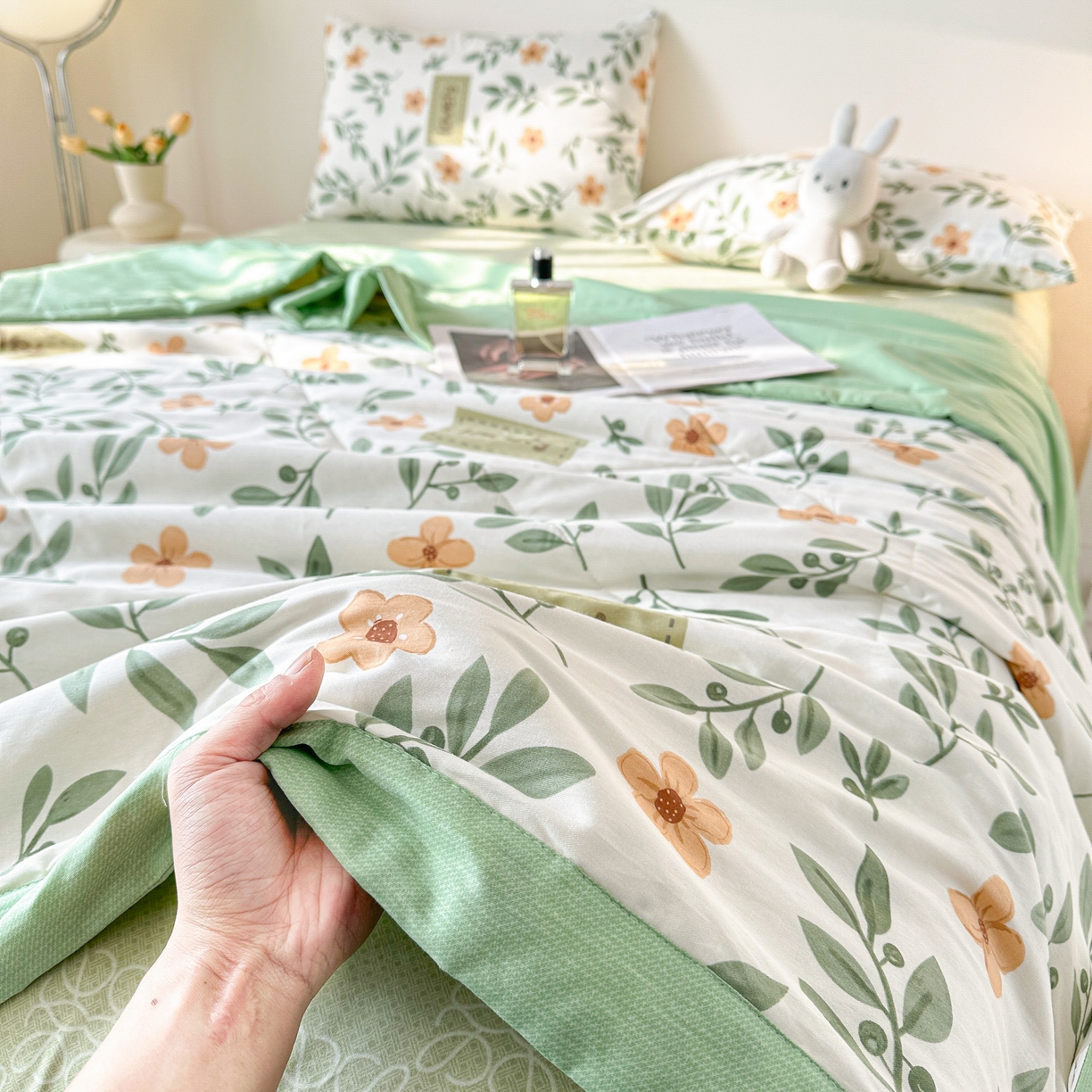 91家纺网 家纺一手货源 找家纺 首选家纺 2026春夏新款100%全棉纯棉棉花夏被夏凉被空调被 青柠薄荷