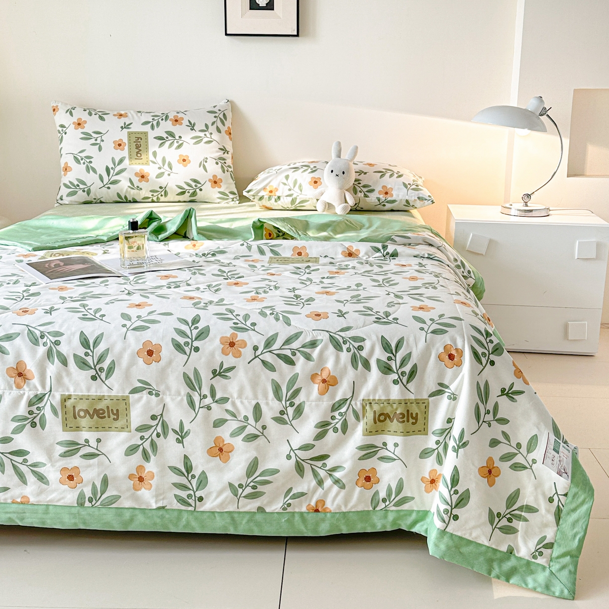 91家纺网 家纺一手货源 找家纺 首选家纺 2026春夏新款100%全棉纯棉棉花夏被夏凉被空调被 青柠薄荷