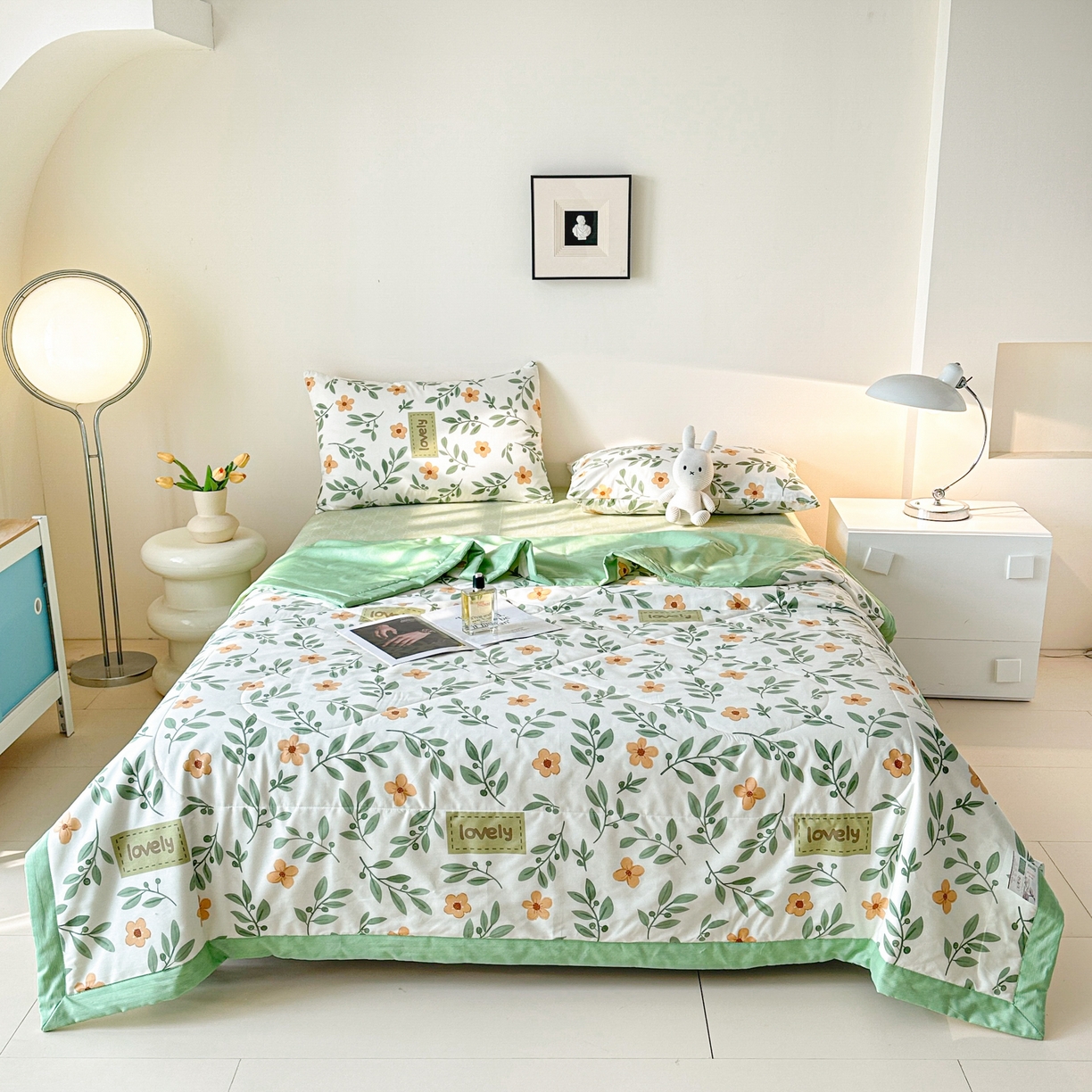 91家纺网 家纺一手货源 找家纺 首选家纺 2026春夏新款100%全棉纯棉棉花夏被夏凉被空调被 青柠薄荷