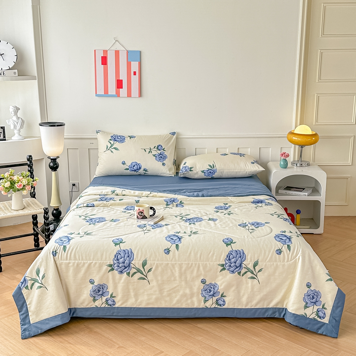 91家纺网 家纺一手货源 找家纺 首选家纺 2026春夏新款100%全棉纯棉棉花夏被夏凉被空调被 如月花秀