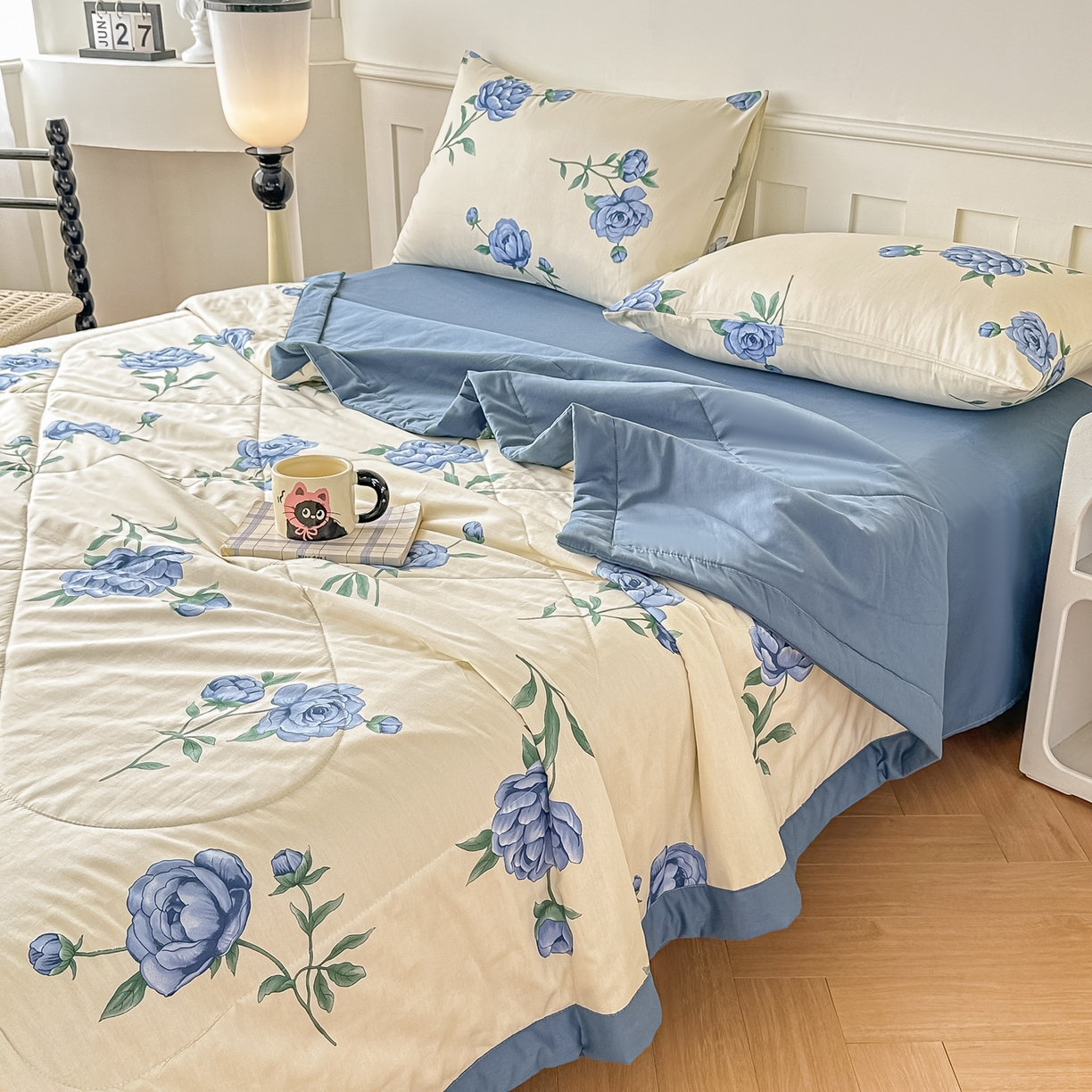 91家纺网 家纺一手货源 找家纺 首选家纺 2026春夏新款100%全棉纯棉棉花夏被夏凉被空调被 如月花秀