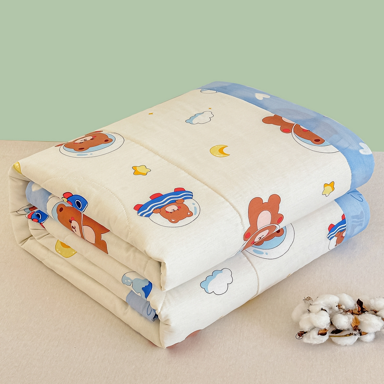 91家纺网 家纺一手货源 找家纺 首选家纺 2026春夏新款100%全棉纯棉棉花夏被夏凉被空调被 太空小熊