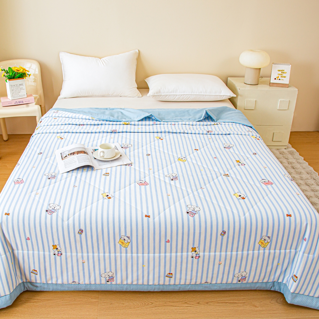 91家纺网 家纺一手货源 找家纺 美之润2026新款A类全棉印花夏被空调被夏凉被 梦宠星光