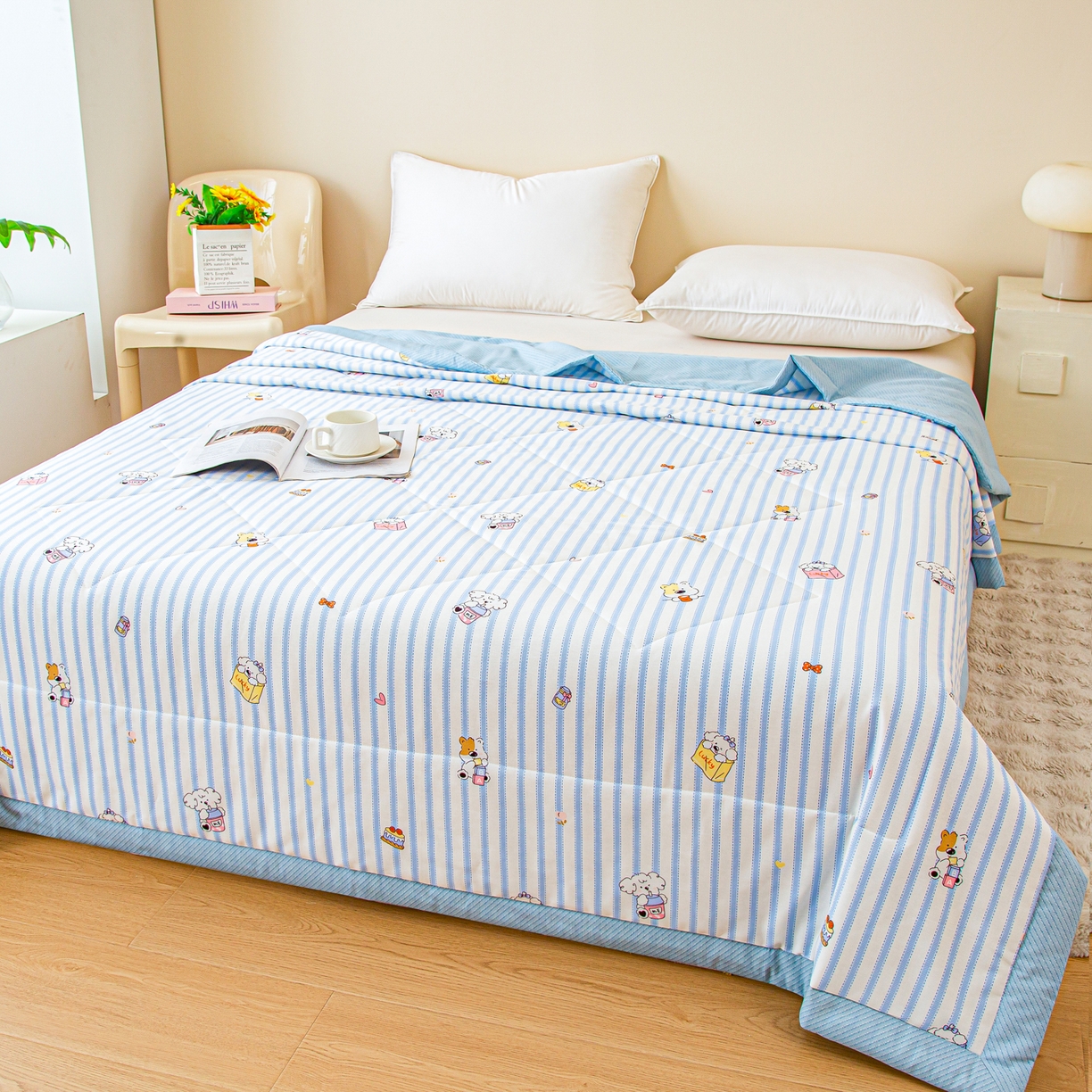 91家纺网 家纺一手货源 找家纺 美之润2026新款A类全棉印花夏被空调被夏凉被 梦宠星光