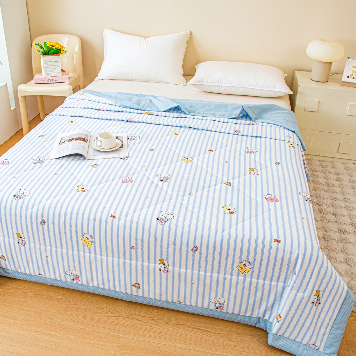 91家纺网 家纺一手货源 找家纺 美之润2026新款A类全棉印花夏被空调被夏凉被 梦宠星光