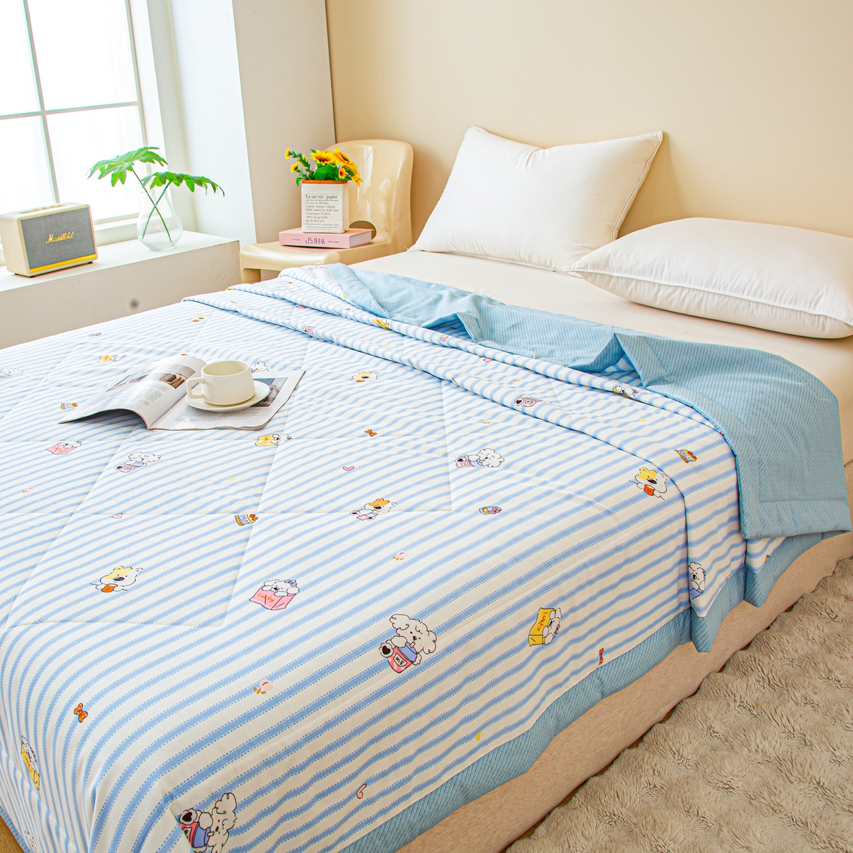 91家纺网 家纺一手货源 找家纺 美之润2026新款A类全棉印花夏被空调被夏凉被 梦宠星光