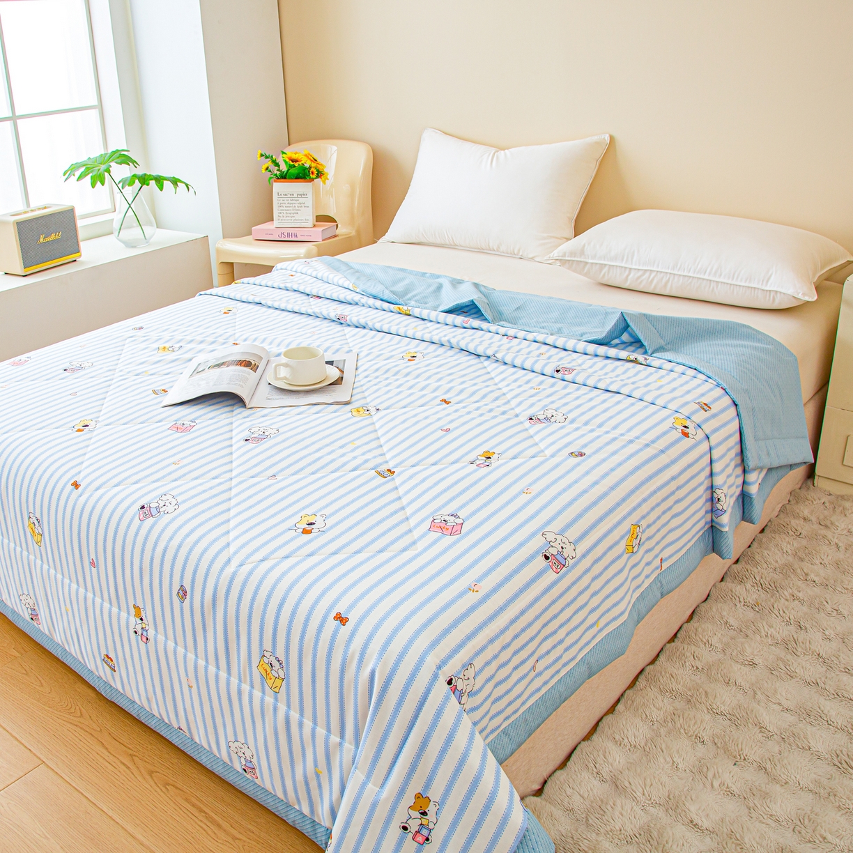 91家纺网 家纺一手货源 找家纺 美之润2026新款A类全棉印花夏被空调被夏凉被 梦宠星光