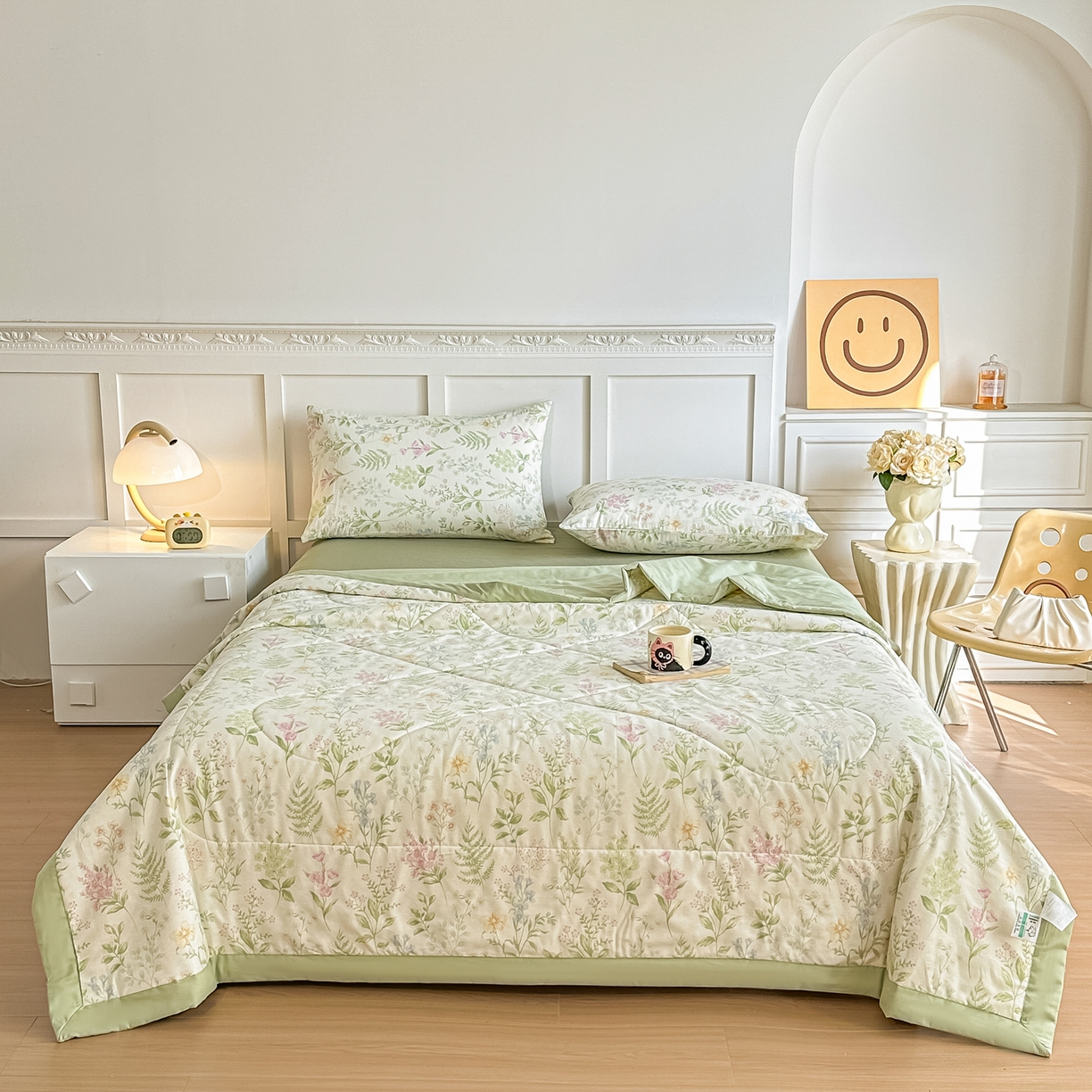 91家纺网 家纺一手货源 找家纺 首选家纺 2026春夏新款100%全棉纯棉棉花夏被夏凉被空调被 小叶物语