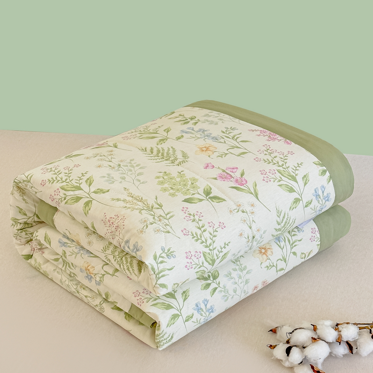 91家纺网 家纺一手货源 找家纺 首选家纺 2026春夏新款100%全棉纯棉棉花夏被夏凉被空调被 小叶物语