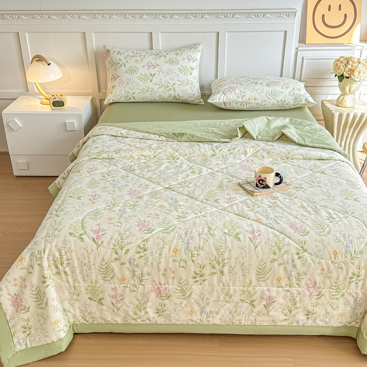 91家纺网 家纺一手货源 找家纺 首选家纺 2026春夏新款100%全棉纯棉棉花夏被夏凉被空调被 小叶物语