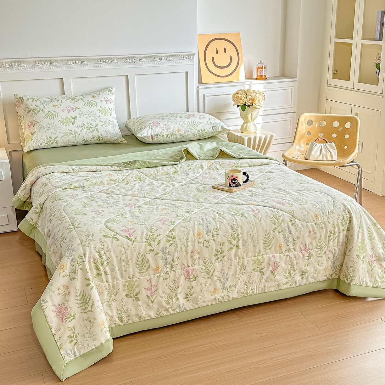 91家纺网 家纺一手货源 找家纺 首选家纺 2026春夏新款100%全棉纯棉棉花夏被夏凉被空调被 小叶物语