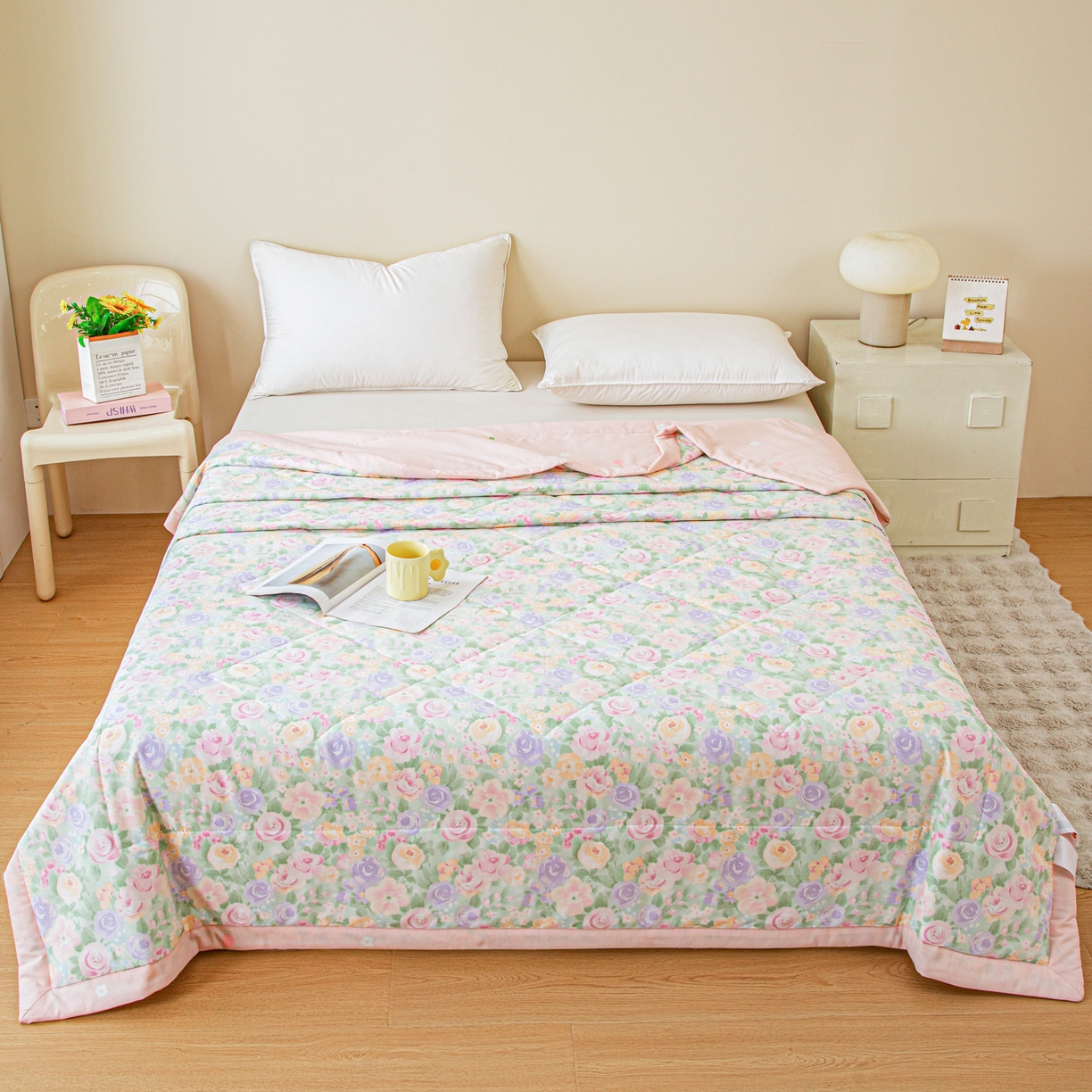 91家纺网 家纺一手货源 找家纺 美之润2026新款A类全棉印花夏被空调被夏凉被 梦幻花楹