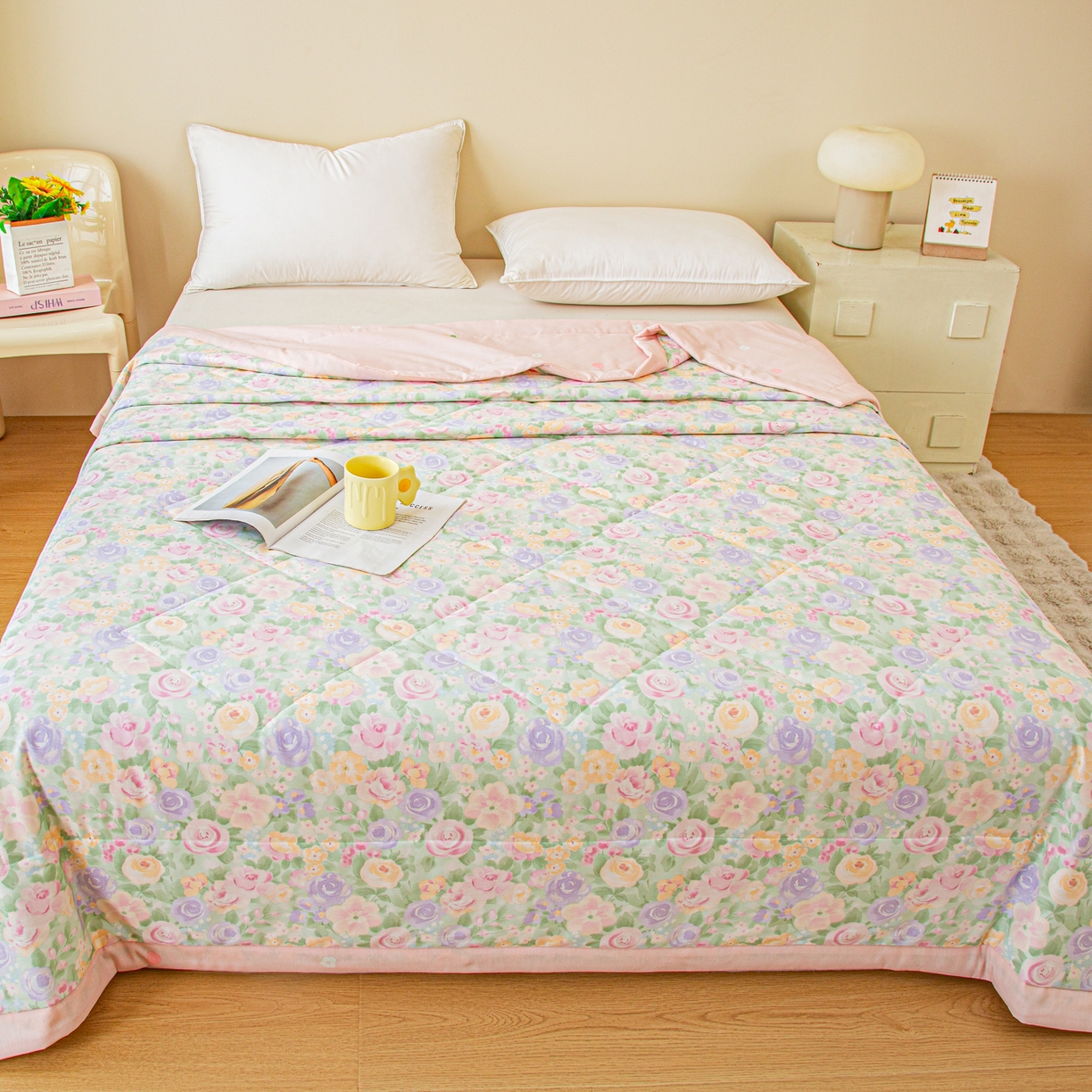 91家纺网 家纺一手货源 找家纺 美之润2026新款A类全棉印花夏被空调被夏凉被 梦幻花楹