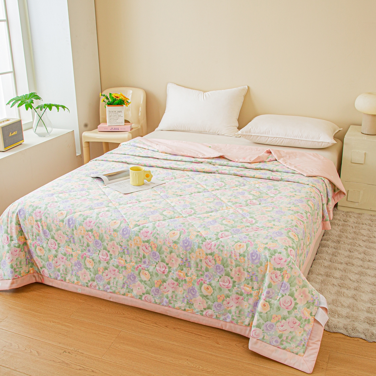 91家纺网 家纺一手货源 找家纺 美之润2026新款A类全棉印花夏被空调被夏凉被 梦幻花楹