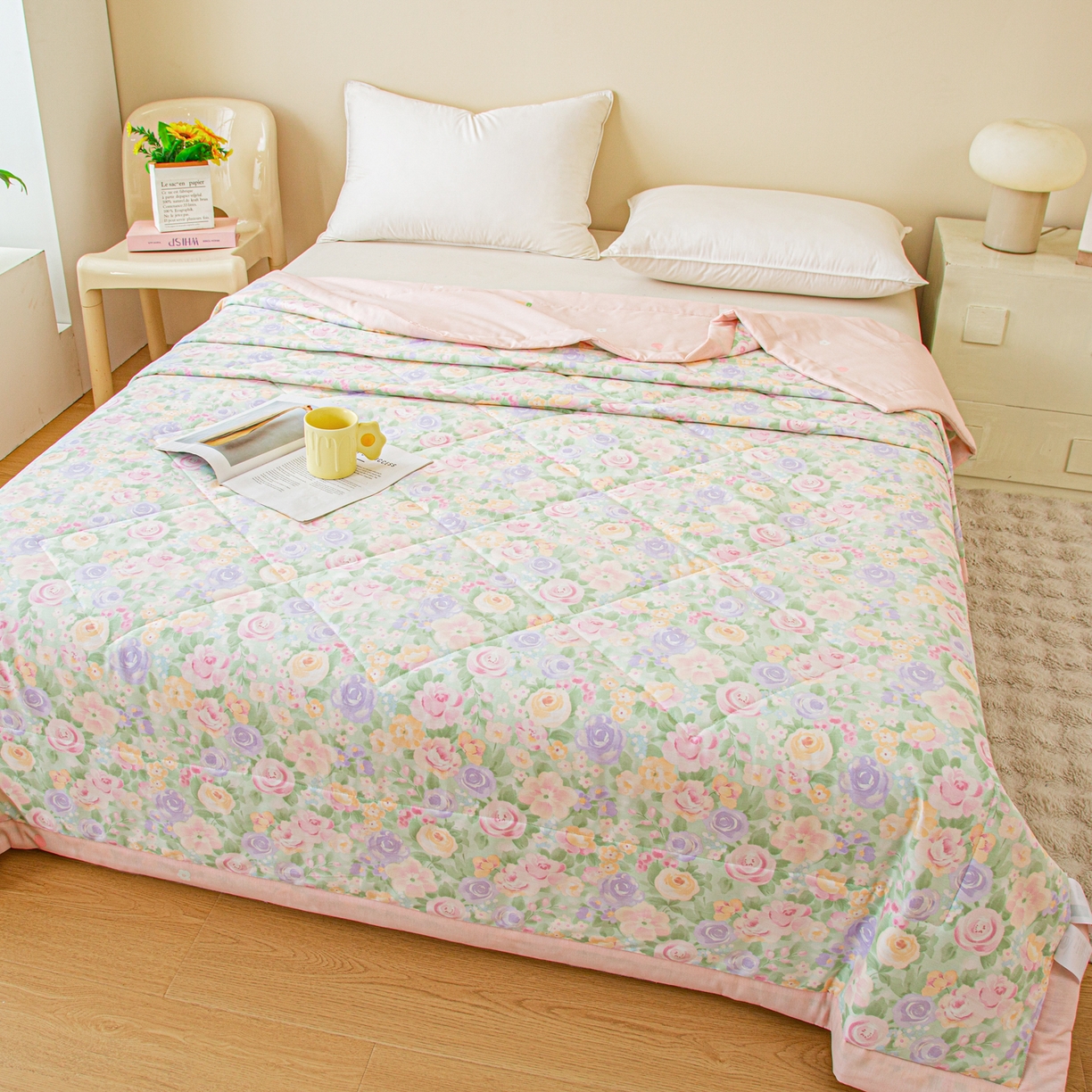 91家纺网 家纺一手货源 找家纺 美之润2026新款A类全棉印花夏被空调被夏凉被 梦幻花楹