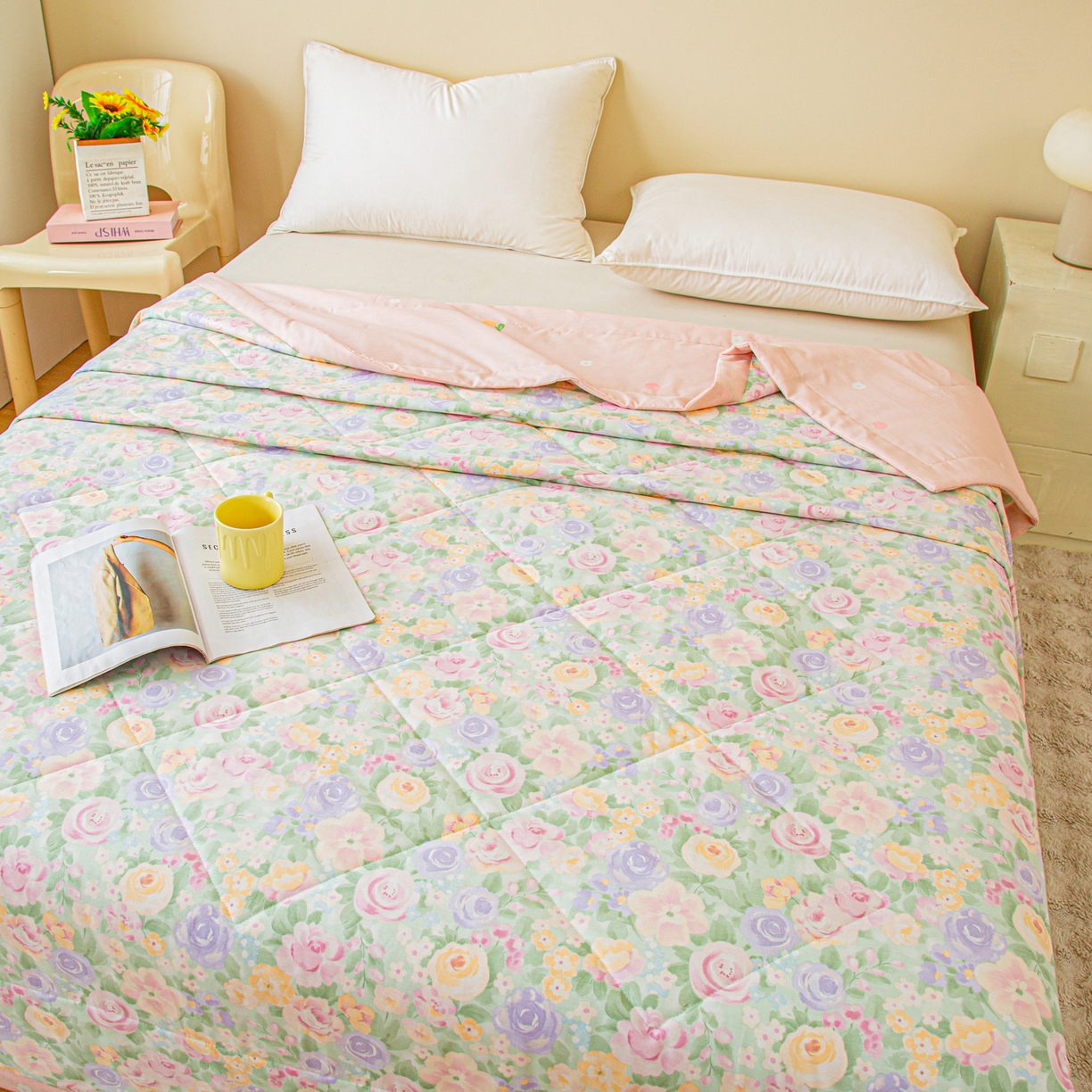 91家纺网 家纺一手货源 找家纺 美之润2026新款A类全棉印花夏被空调被夏凉被 梦幻花楹