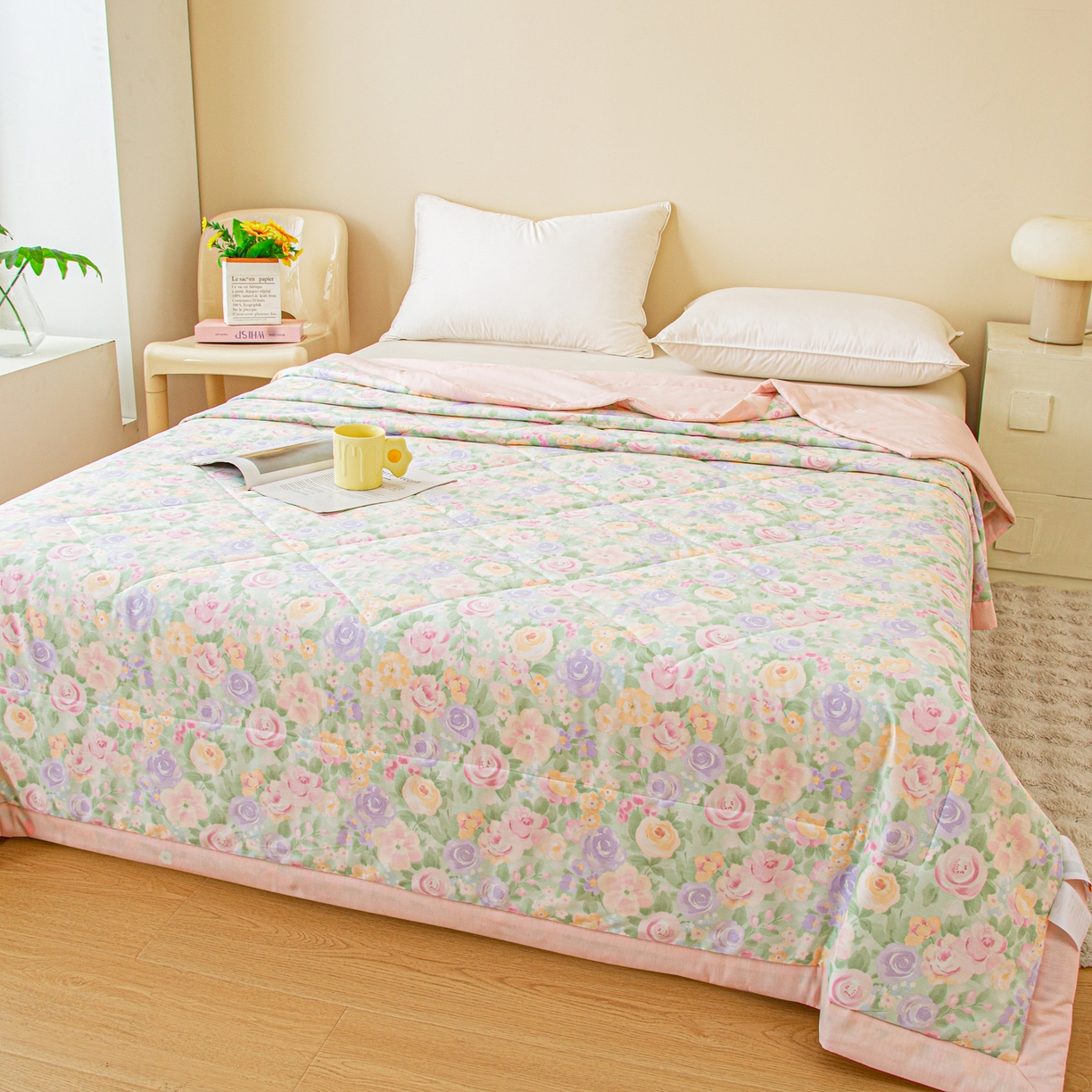 91家纺网 家纺一手货源 找家纺 美之润2026新款A类全棉印花夏被空调被夏凉被 梦幻花楹