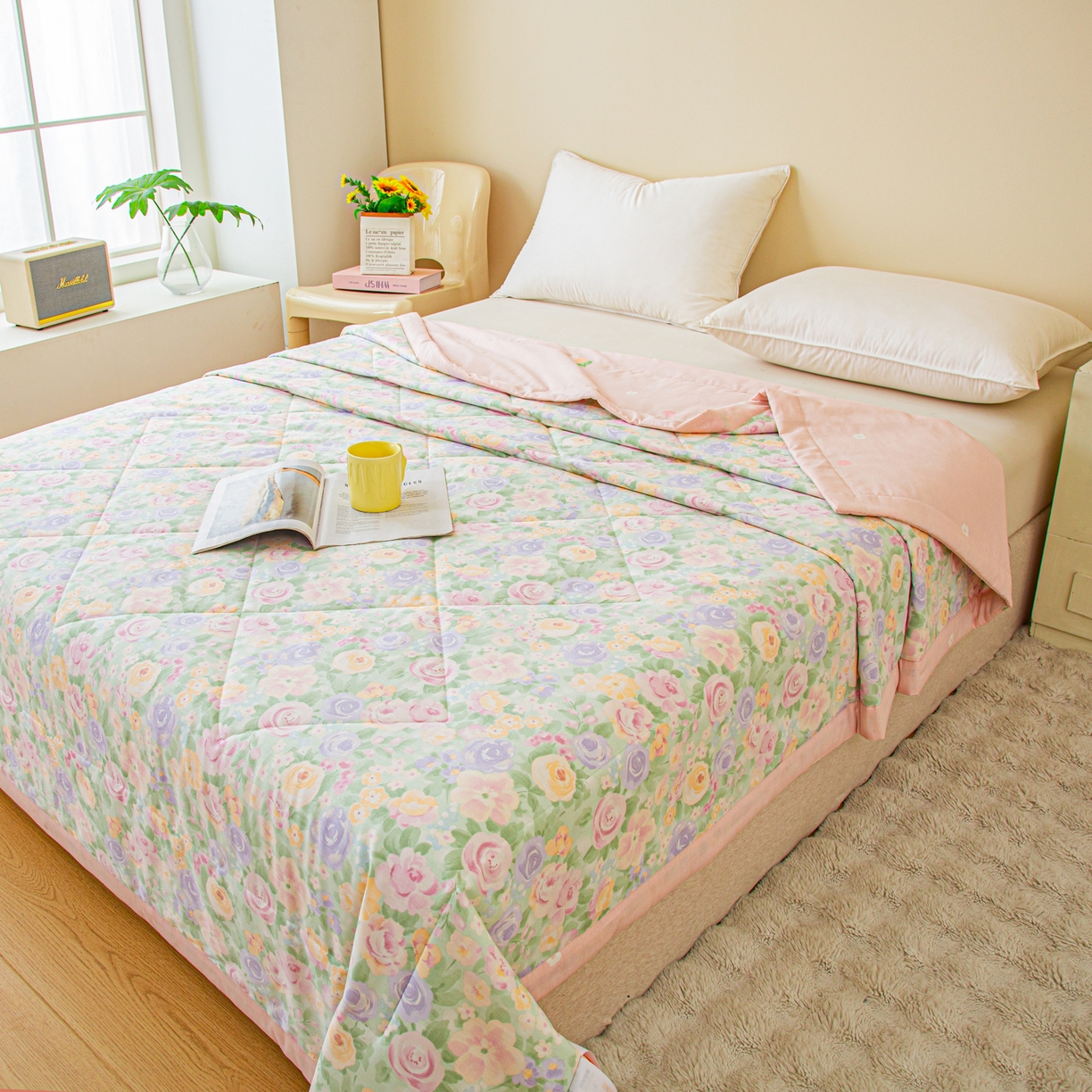 91家纺网 家纺一手货源 找家纺 美之润2026新款A类全棉印花夏被空调被夏凉被 梦幻花楹