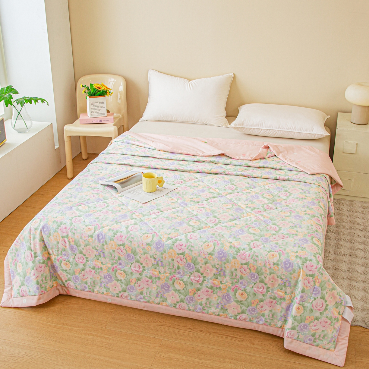 91家纺网 家纺一手货源 找家纺 美之润2026新款A类全棉印花夏被空调被夏凉被 梦幻花楹