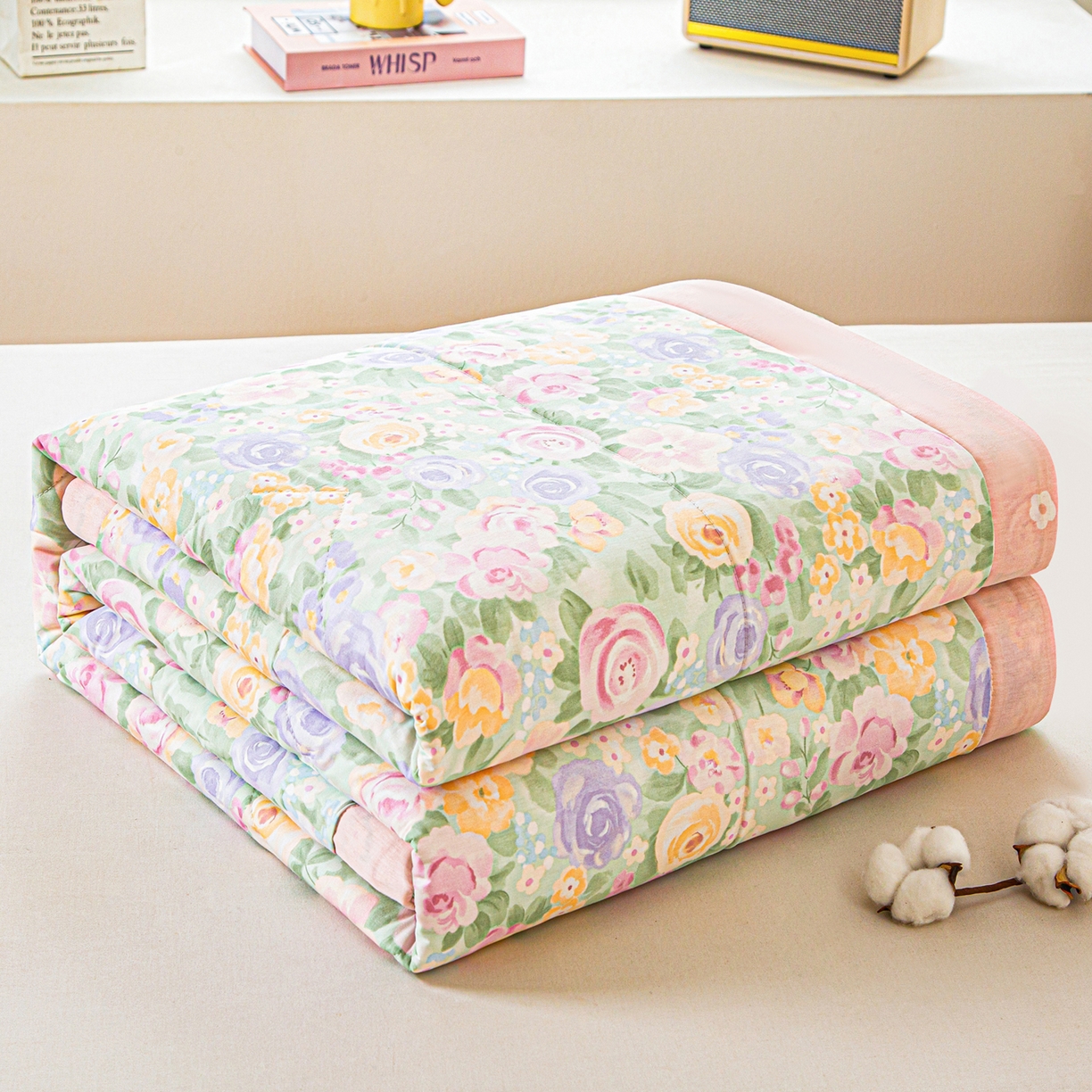 91家纺网 家纺一手货源 找家纺 美之润2026新款A类全棉印花夏被空调被夏凉被 梦幻花楹