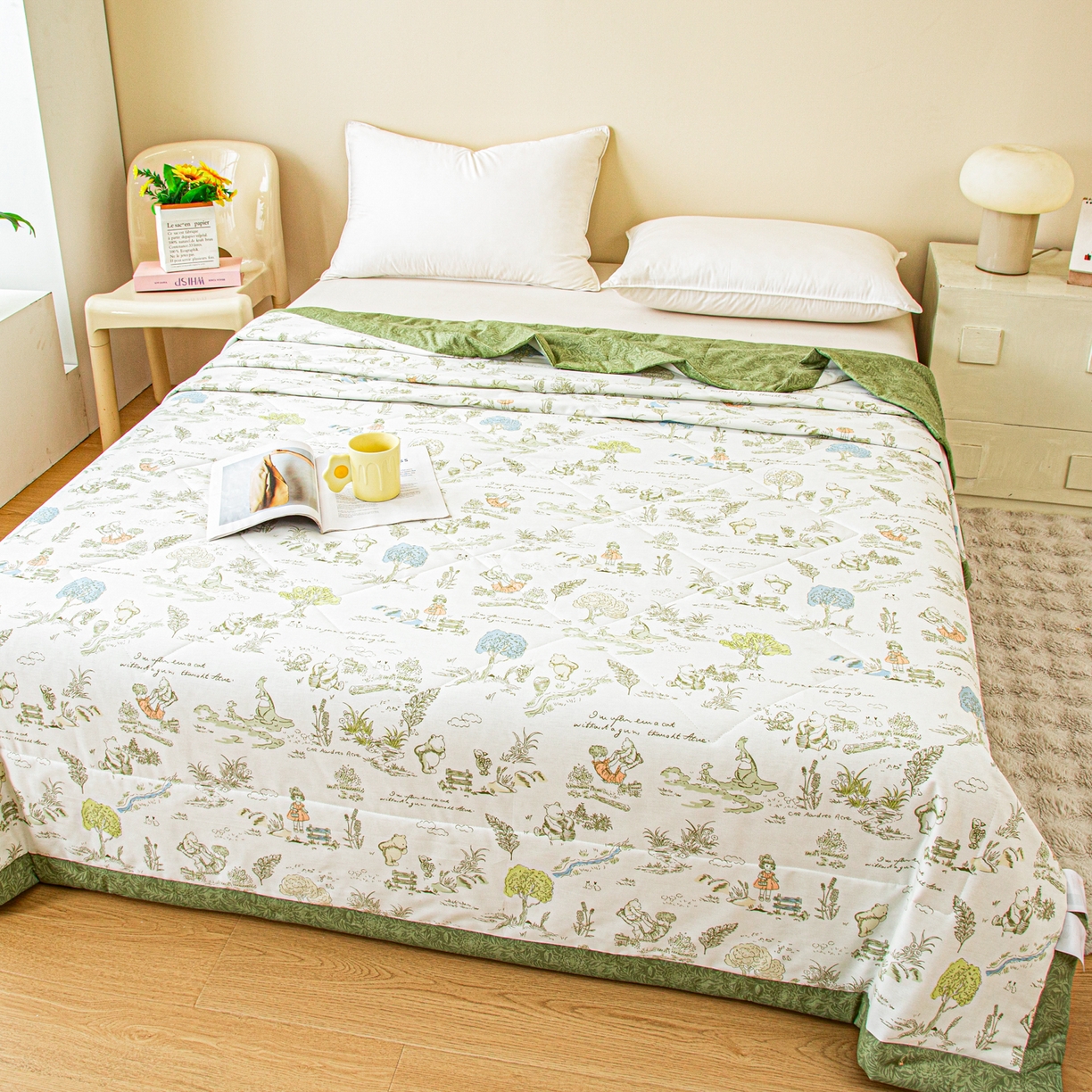 91家纺网 家纺一手货源 找家纺 美之润2026新款A类全棉印花夏被空调被夏凉被 童话故事米