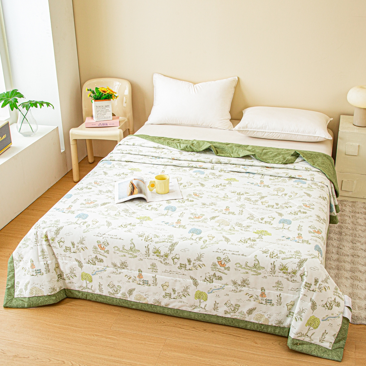 91家纺网 家纺一手货源 找家纺 美之润2026新款A类全棉印花夏被空调被夏凉被 童话故事米