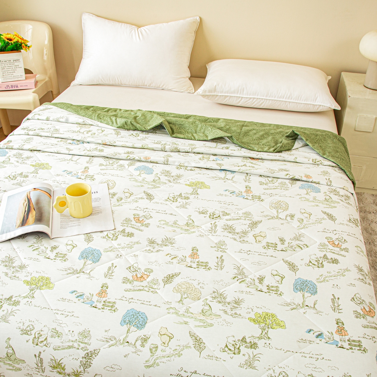 91家纺网 家纺一手货源 找家纺 美之润2026新款A类全棉印花夏被空调被夏凉被 童话故事米