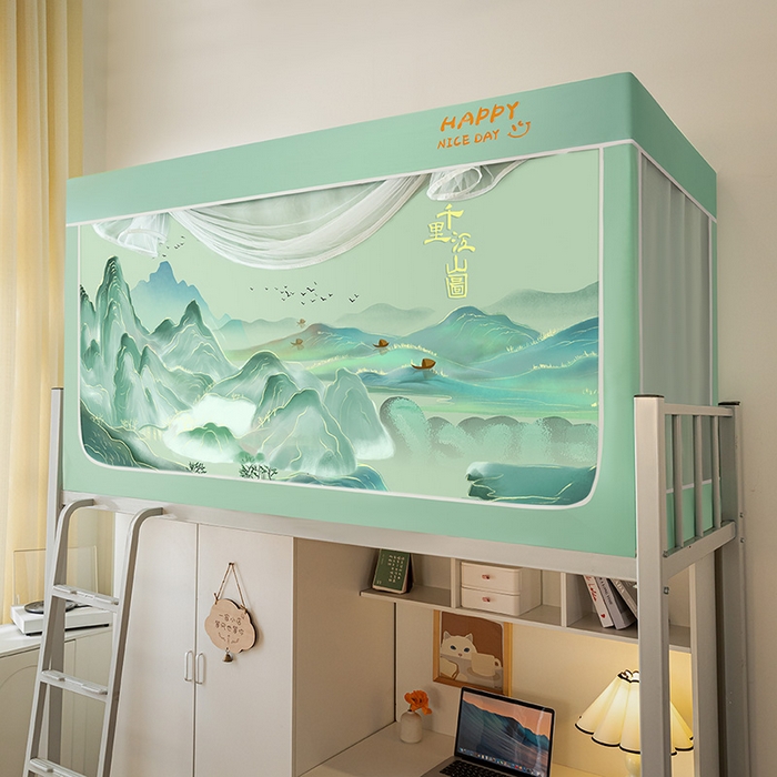 91家纺网 家纺一手货源 找家纺 壹和 2026新款涂银强遮光学生蚊帐 千里江山