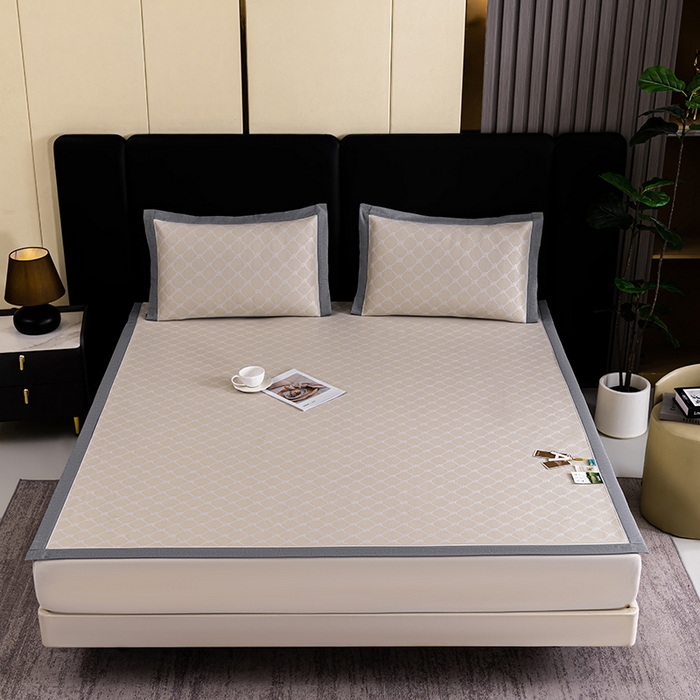 91家纺网 家纺一手货源 找家纺 小牛席业 2026新款轻奢风小玫瑰凉感冰丝席系列凉席藤席冰丝席冰丝席凉感席乳胶席凉感豆豆席 香槟