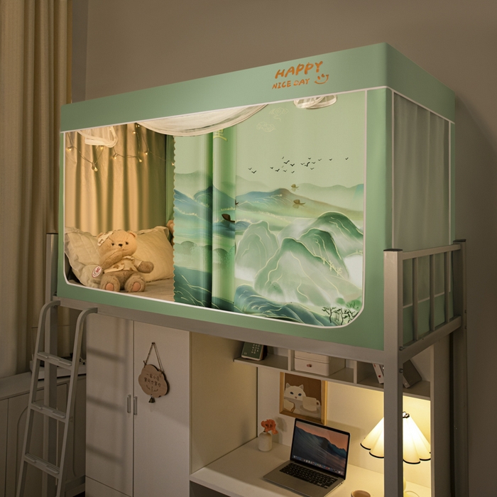 91家纺网 家纺一手货源 找家纺 壹和 2026新款涂银强遮光学生蚊帐 千里江山