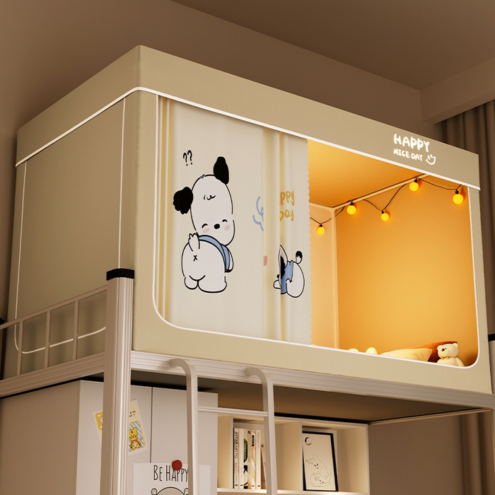 91家纺网 家纺一手货源 找家纺 壹和 2026新款涂银强遮光学生蚊帐 悠哈狗