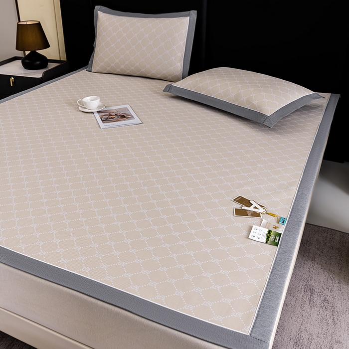 91家纺网 家纺一手货源 找家纺 小牛席业 2026新款轻奢风小玫瑰凉感冰丝席系列凉席藤席冰丝席冰丝席凉感席乳胶席凉感豆豆席 香槟