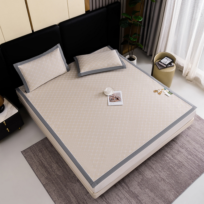 91家纺网 家纺一手货源 找家纺 小牛席业 2026新款轻奢风小玫瑰凉感冰丝席系列凉席藤席冰丝席冰丝席凉感席乳胶席凉感豆豆席 香槟