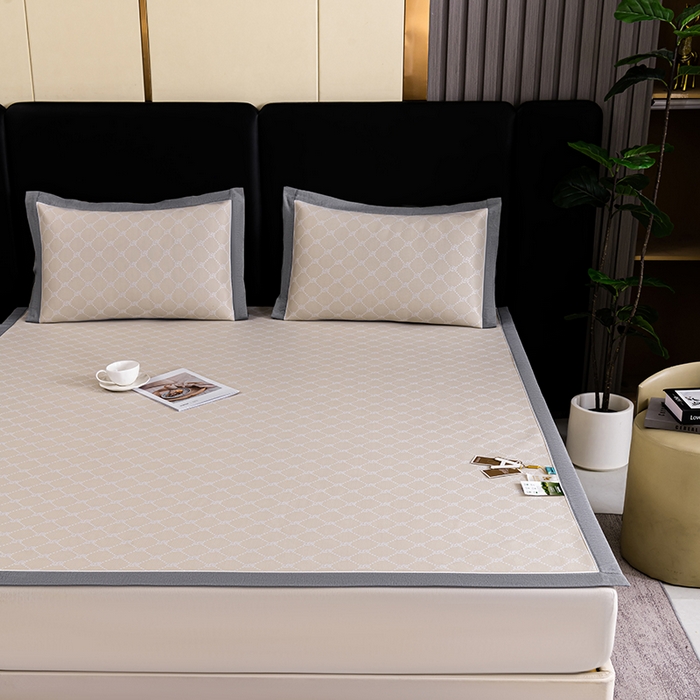 91家纺网 家纺一手货源 找家纺 小牛席业 2026新款轻奢风小玫瑰凉感冰丝席系列凉席藤席冰丝席冰丝席凉感席乳胶席凉感豆豆席 香槟