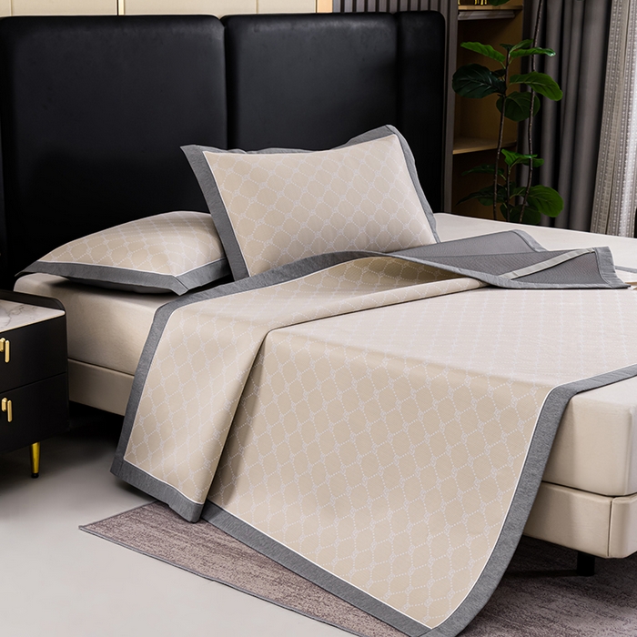 小牛席业 2026新款轻奢风小玫瑰凉感冰丝席系列凉席藤席冰丝席冰丝席凉感席乳胶席凉感豆豆席 香槟