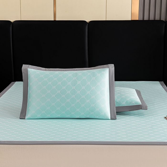 91家纺网 家纺一手货源 找家纺 小牛席业 2026新款轻奢风小玫瑰凉感冰丝席系列凉席藤席冰丝席冰丝席凉感席乳胶席凉感豆豆席 湖蓝