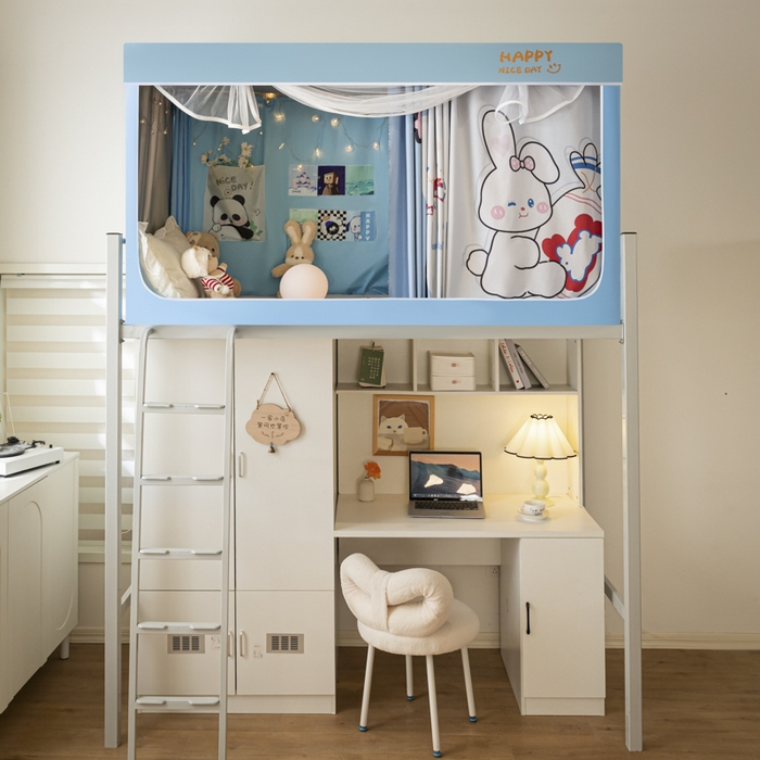 91家纺网 家纺一手货源 找家纺 壹和 2026新款涂银强遮光学生蚊帐 兔兔奶糖