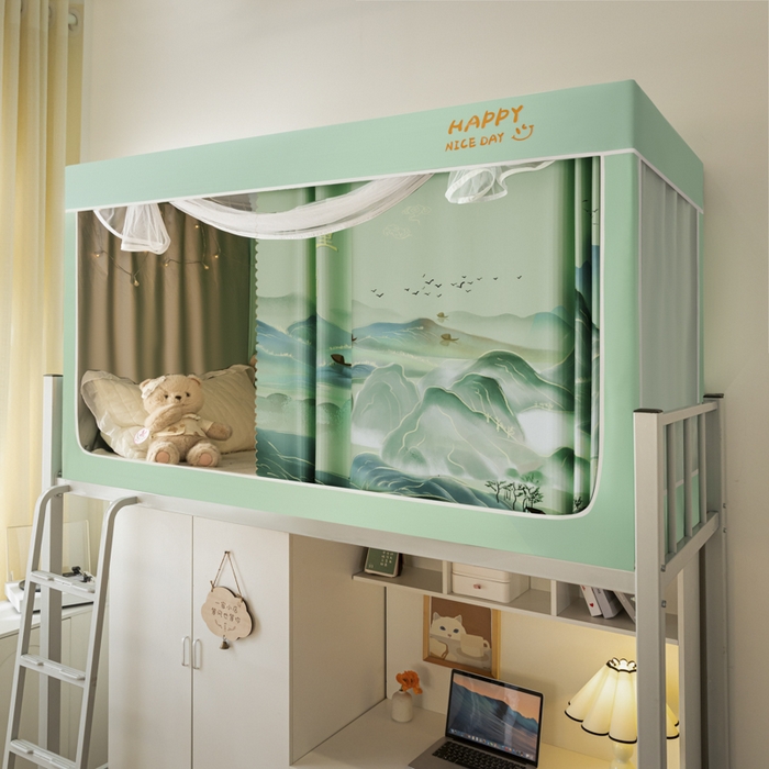 91家纺网 家纺一手货源 找家纺 壹和 2026新款涂银强遮光学生蚊帐 千里江山