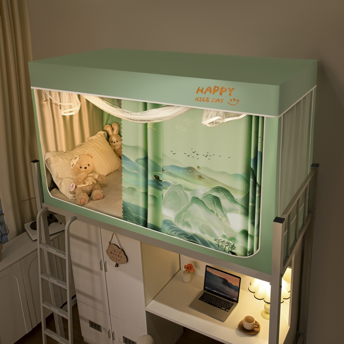 91家纺网 家纺一手货源 找家纺 壹和 2026新款涂银强遮光学生蚊帐 千里江山