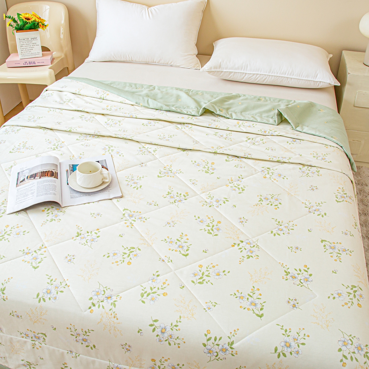 91家纺网 家纺一手货源 找家纺 美之润2026新款A类全棉印花夏被空调被夏凉被 夏日铃兰米