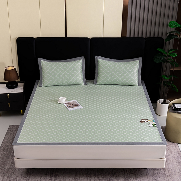 91家纺网 家纺一手货源 找家纺 小牛席业 2026新款轻奢风小玫瑰凉感冰丝席系列凉席藤席冰丝席冰丝席凉感席乳胶席凉感豆豆席 绿色