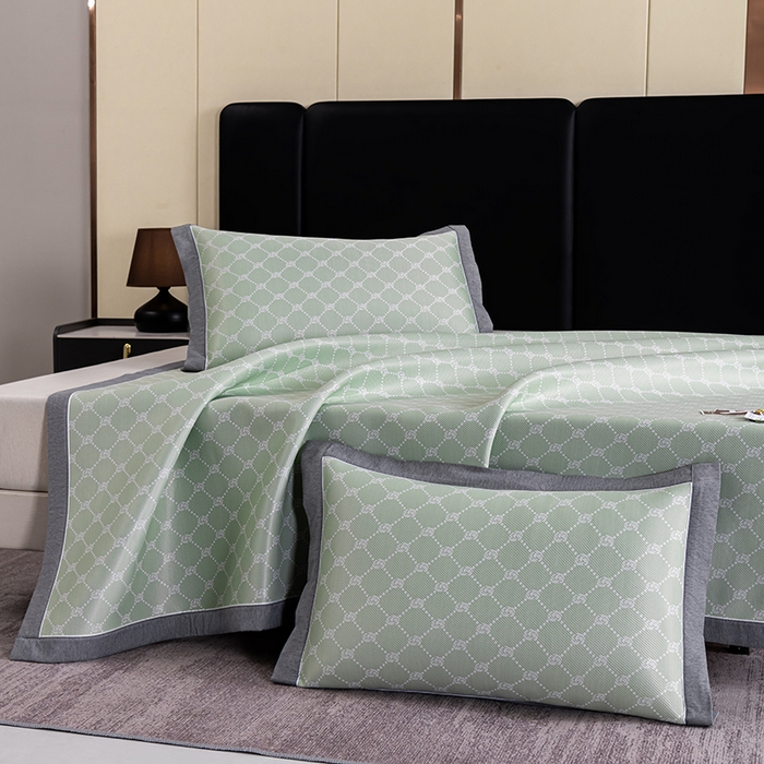 91家纺网 家纺一手货源 找家纺 小牛席业 2026新款轻奢风小玫瑰凉感冰丝席系列凉席藤席冰丝席冰丝席凉感席乳胶席凉感豆豆席 绿色